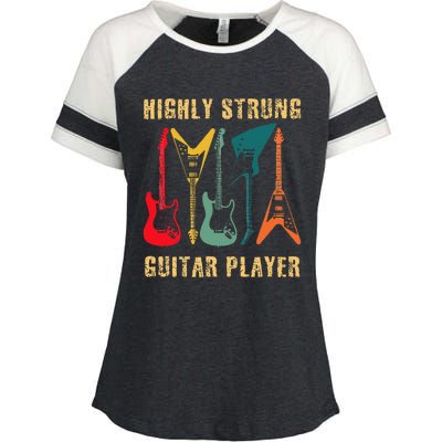 Retro Highly Strung Funny Lead Bass Guitarist Humor Enza Ladies Jersey Colorblock Tee