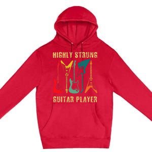 Retro Highly Strung Funny Lead Bass Guitarist Humor Premium Pullover Hoodie