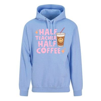 Retro Half Teacher Half Coffee Cute Coffee Lover Teacher Back To School Unisex Surf Hoodie