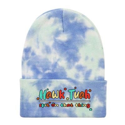 Retro Hawk Tuah Spit On That Thing Gift Tie Dye 12in Knit Beanie