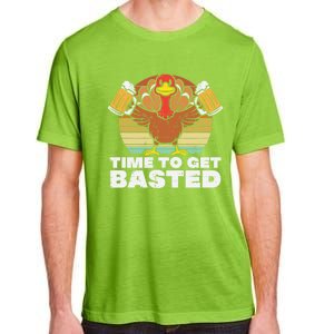 Retro Happy Thanksgiving Turkey Time To Get Basted Adult ChromaSoft Performance T-Shirt