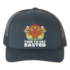 Retro Happy Thanksgiving Turkey Time To Get Basted Yupoong Adult 5-Panel Trucker Hat