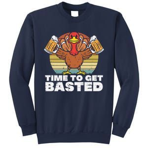 Retro Happy Thanksgiving Turkey Time To Get Basted Sweatshirt