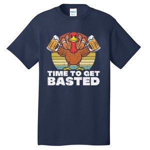 Retro Happy Thanksgiving Turkey Time To Get Basted Tall T-Shirt