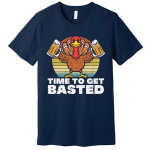 Retro Happy Thanksgiving Turkey Time To Get Basted Premium T-Shirt