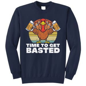 Retro Happy Thanksgiving Turkey Time To Get Basted Tall Sweatshirt