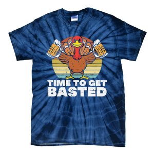 Retro Happy Thanksgiving Turkey Time To Get Basted Tie-Dye T-Shirt