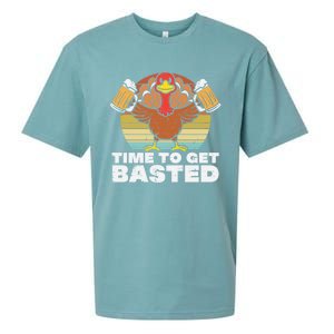 Retro Happy Thanksgiving Turkey Time To Get Basted Sueded Cloud Jersey T-Shirt