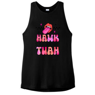 Retro Hawk Tush Spit On That Thing Groovy Gift Ladies PosiCharge Tri-Blend Wicking Tank