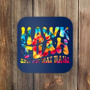 Retro Hippie Tie Dye Hawk Tuah Spit On That Thang Coaster