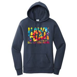 Retro Hippie Tie Dye Hawk Tuah Spit On That Thang Women's Pullover Hoodie