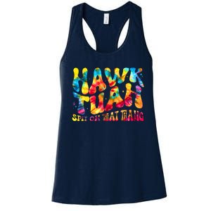 Retro Hippie Tie Dye Hawk Tuah Spit On That Thang Women's Racerback Tank