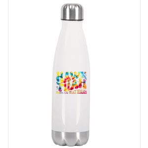 Retro Hippie Tie Dye Hawk Tuah Spit On That Thang Stainless Steel Insulated Water Bottle