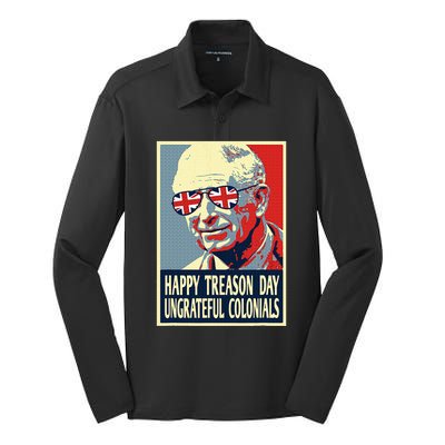 Retro Happy Treason Day 4th Of July British Colonials Flag Silk Touch Performance Long Sleeve Polo