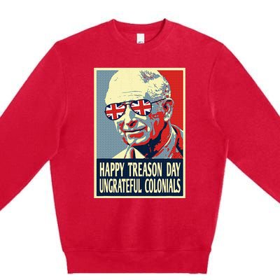 Retro Happy Treason Day 4th Of July British Colonials Flag Premium Crewneck Sweatshirt