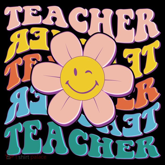 Retro Hippie Teacher Flower Smiley Emoji Impact Tech Backpack