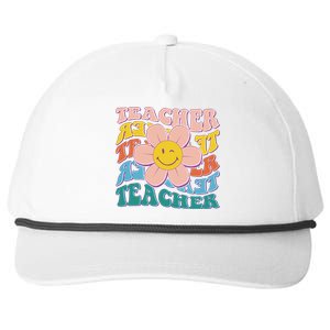 Retro Hippie Teacher Flower Smiley Emoji Snapback Five-Panel Rope Hat