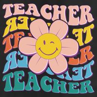 Retro Hippie Teacher Flower Smiley Emoji Adult Drive Performance Visor