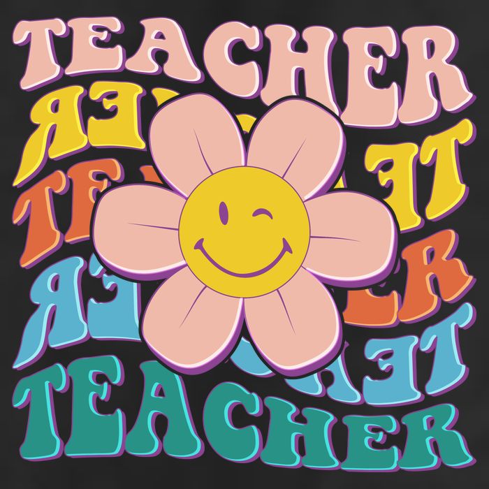Retro Hippie Teacher Flower Smiley Emoji Adult Drive Performance Visor