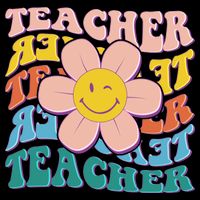 Retro Hippie Teacher Flower Smiley Emoji Baby Bodysuit