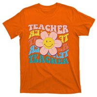 Retro Hippie Teacher Flower Smiley Emoji T-Shirt