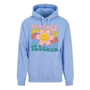 Retro Hippie Teacher Flower Smiley Emoji Unisex Surf Hoodie