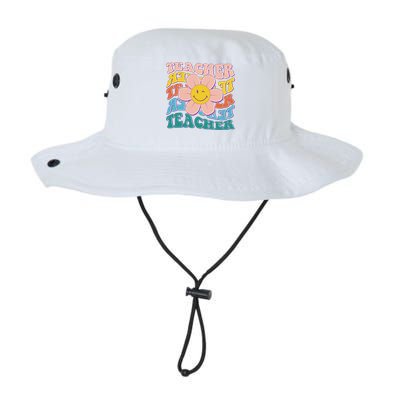 Retro Hippie Teacher Flower Smiley Emoji Legacy Cool Fit Booney Bucket Hat