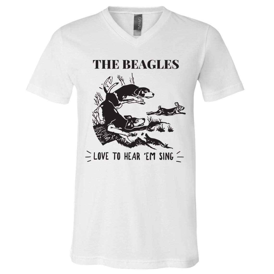 Rabbit Hunting The Beagles Love To Hear Em Sing V-Neck T-Shirt