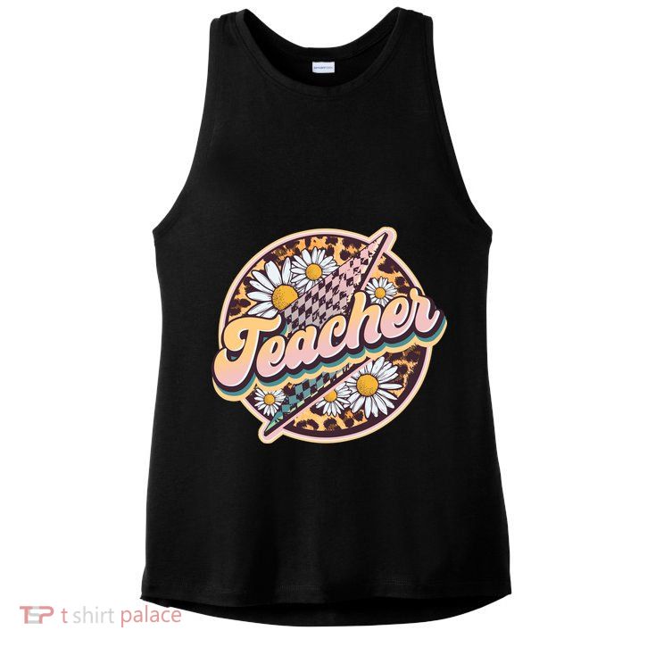 Retro Hippie Teacher Ladies PosiCharge Tri-Blend Wicking Tank