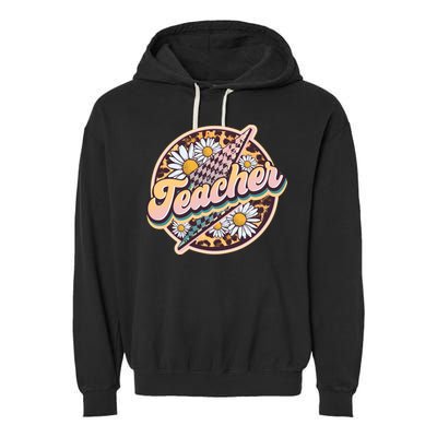 Retro Hippie Teacher Garment-Dyed Fleece Hoodie