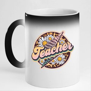 Retro Hippie Teacher 11oz Black Color Changing Mug