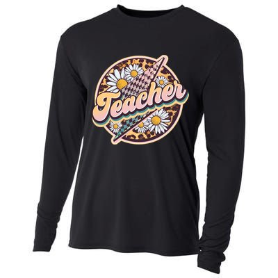 Retro Hippie Teacher Cooling Performance Long Sleeve Crew