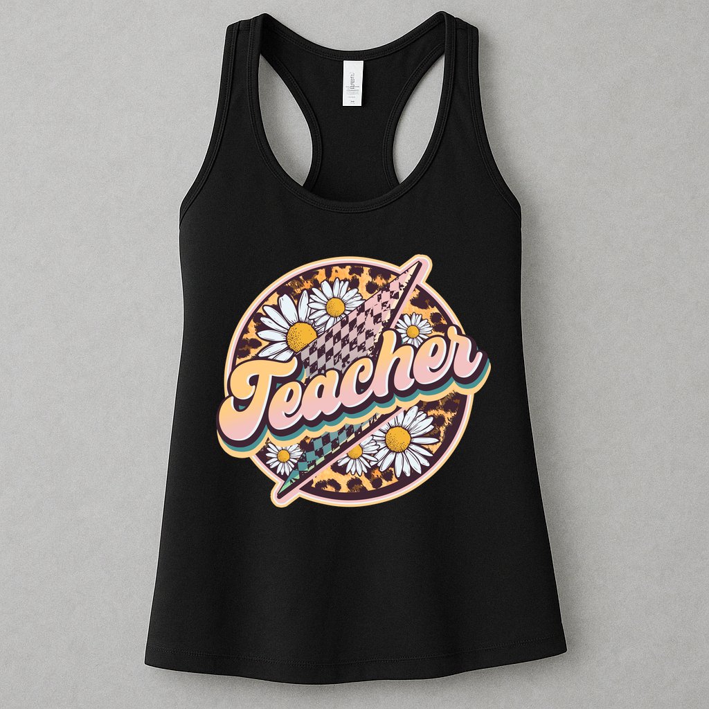 Retro Hippie Teacher Womens Tank Top