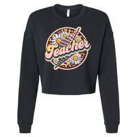 Retro Hippie Teacher Cropped Pullover Crew