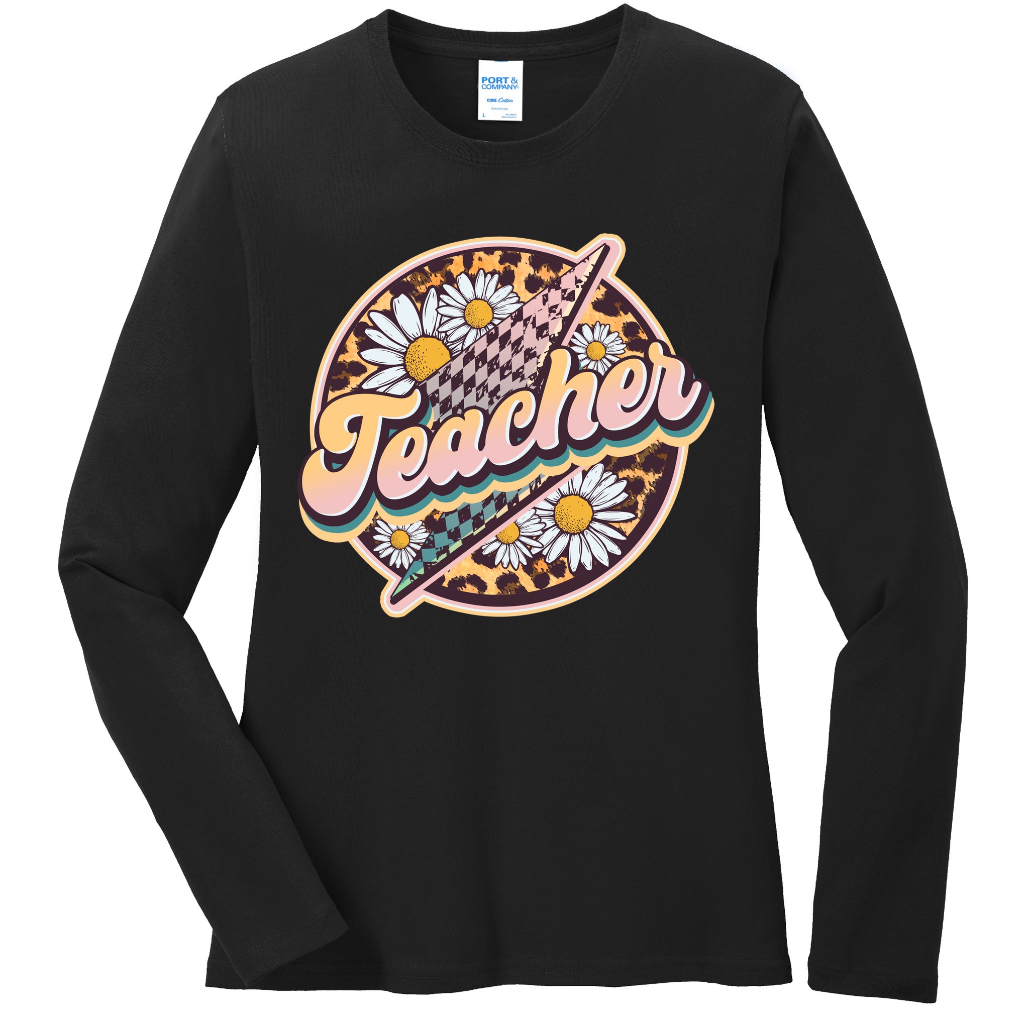 Retro Hippie Teacher Ladies Long Sleeve Shirt