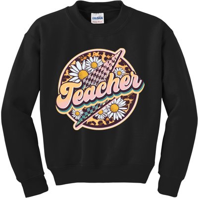 Retro Hippie Teacher Kids Sweatshirt