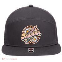 Retro Hippie Teacher 7 Panel Mesh Trucker Snapback Hat