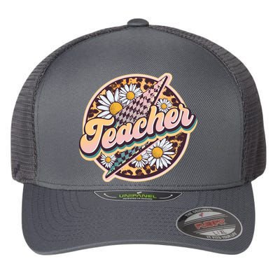 Retro Hippie Teacher Flexfit Unipanel Trucker Cap