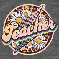 Retro Hippie Teacher Button