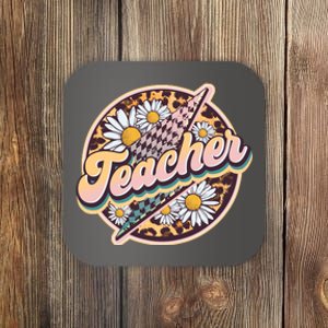 Retro Hippie Teacher Coaster