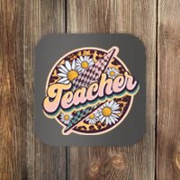 Retro Hippie Teacher Coaster