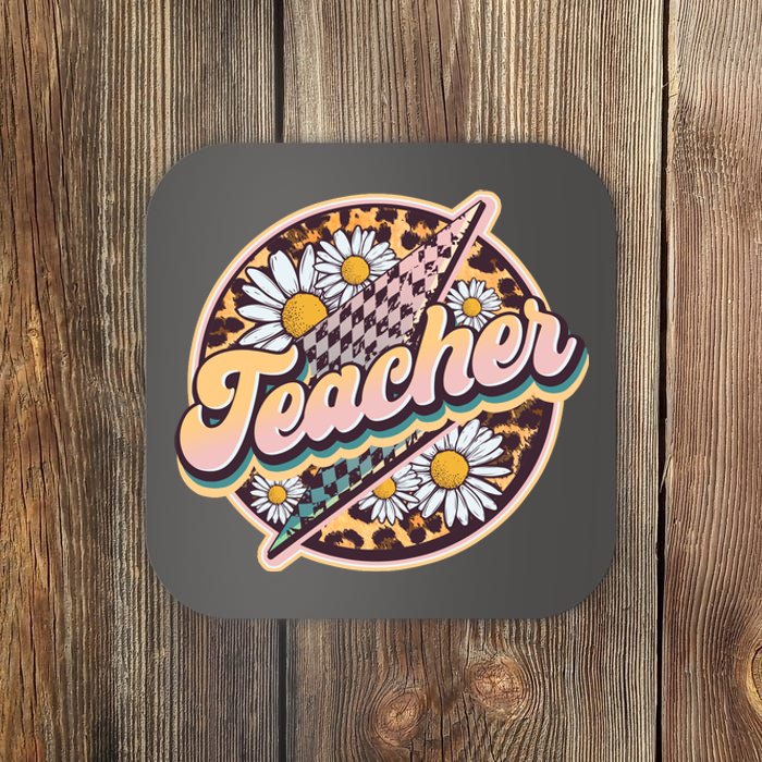 Retro Hippie Teacher Coaster