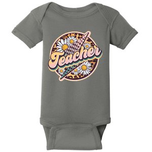 Retro Hippie Teacher Baby Bodysuit