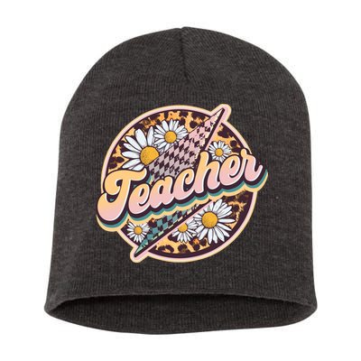 Retro Hippie Teacher Short Acrylic Beanie