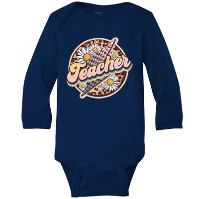 Retro Hippie Teacher Baby Long Sleeve Bodysuit