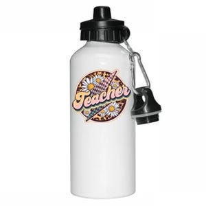 Retro Hippie Teacher Aluminum Water Bottle