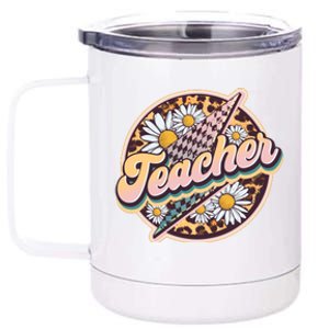 Retro Hippie Teacher 12 oz Stainless Steel Tumbler Cup