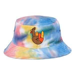 Rocker Hand Turkey Rock Funny Thanksgiving Tie Dye Newport Bucket Hat