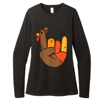 Rocker Hand Turkey Rock Funny Thanksgiving Womens CVC Long Sleeve Shirt