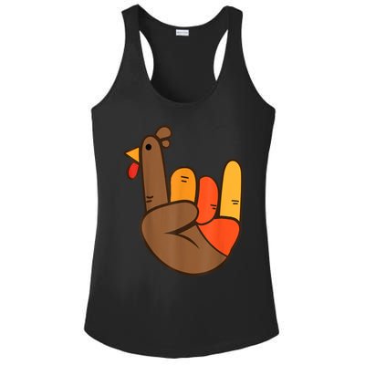 Rocker Hand Turkey Rock Funny Thanksgiving Ladies PosiCharge Competitor Racerback Tank